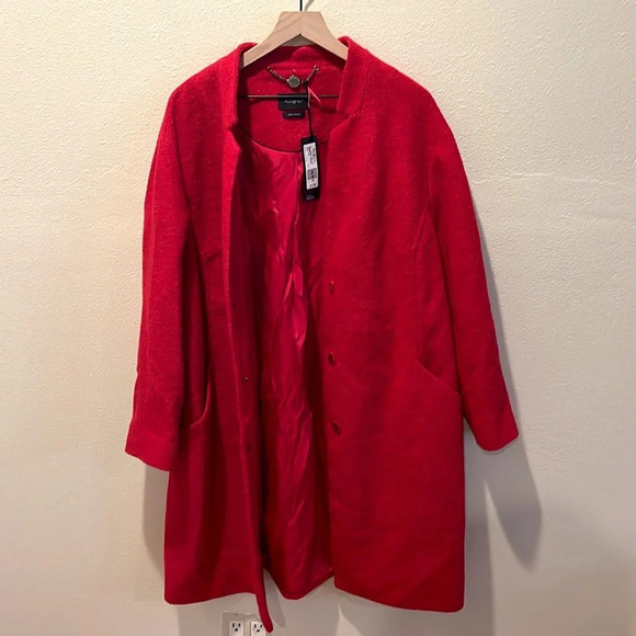 M&S AUTOGRAPH Red Wool Blend Midi Coat Jacket SIZE UK 20 (US 16 ) XL - Picture 2 of 9